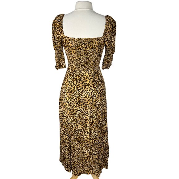 Blue Rain Dress Womens Medium Brown Black Cheeta Print Midi - Picture 2 of 12